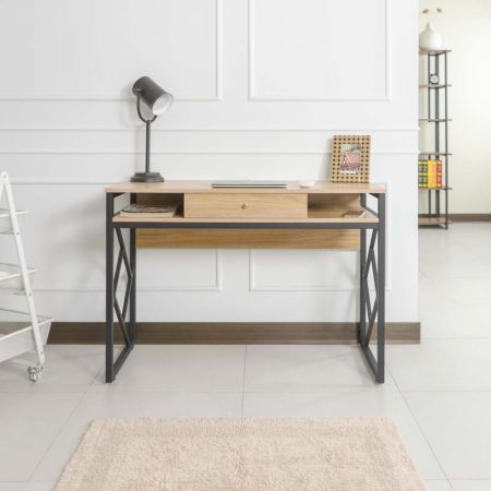 角型鉄パイプ シングル引き出し 110×48cm 卓上デスク - 角型鉄パイプ シングル引き出し 110×48cm 卓上デスク